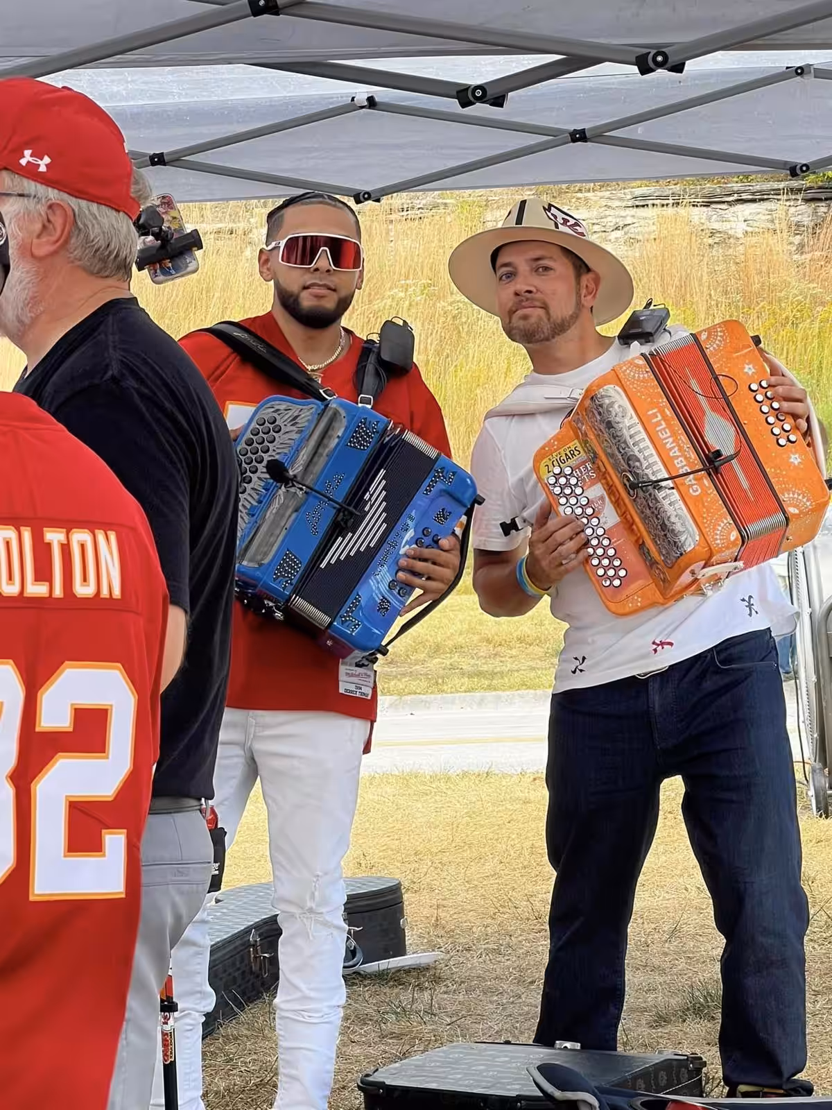 Accordion duo playing at a Red Machine tailgate Accordion duo playing at a Red Machine tailgate